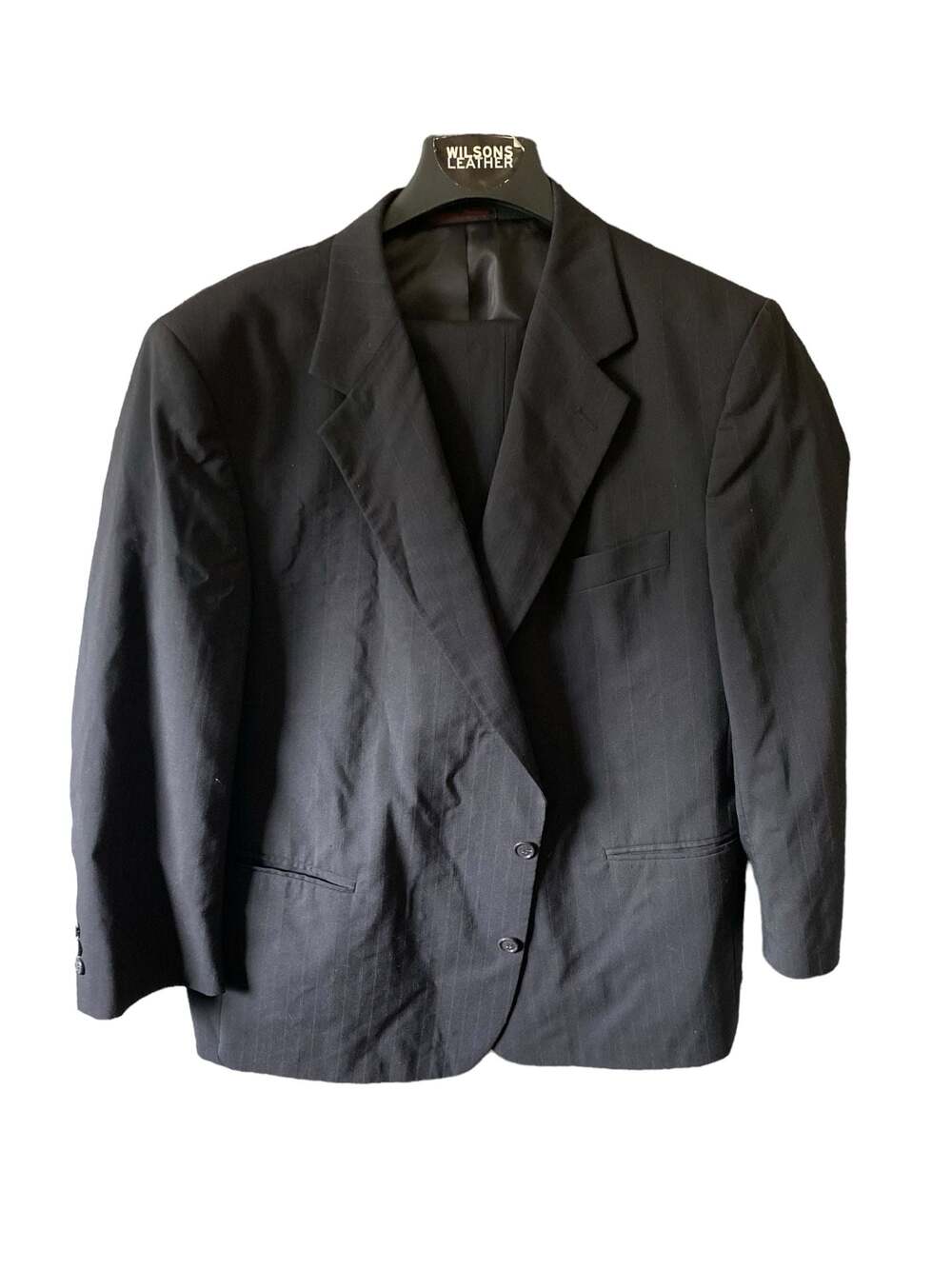 Adolfo Vintage Men's Black Pinstripe Two-Button Suit Blazer Jacket